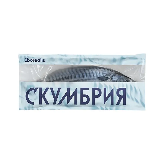 Скумбрия неразделанная свежемороженая Borealis, глазурь 5%, 1 кг