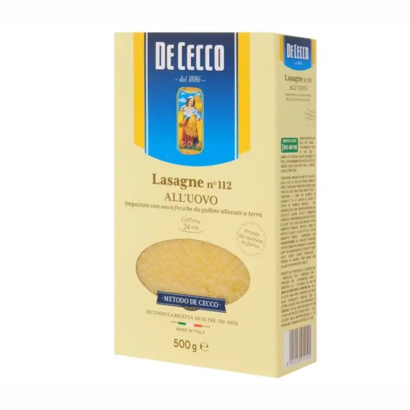 Макароны n. 112 Лазанья яичная De Cecco, 500 г