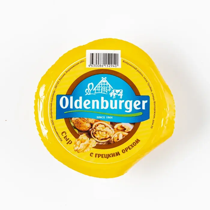 Сыр полутвердый с грецким орехом 50% Oldenburger, цилиндр, 350 гр
