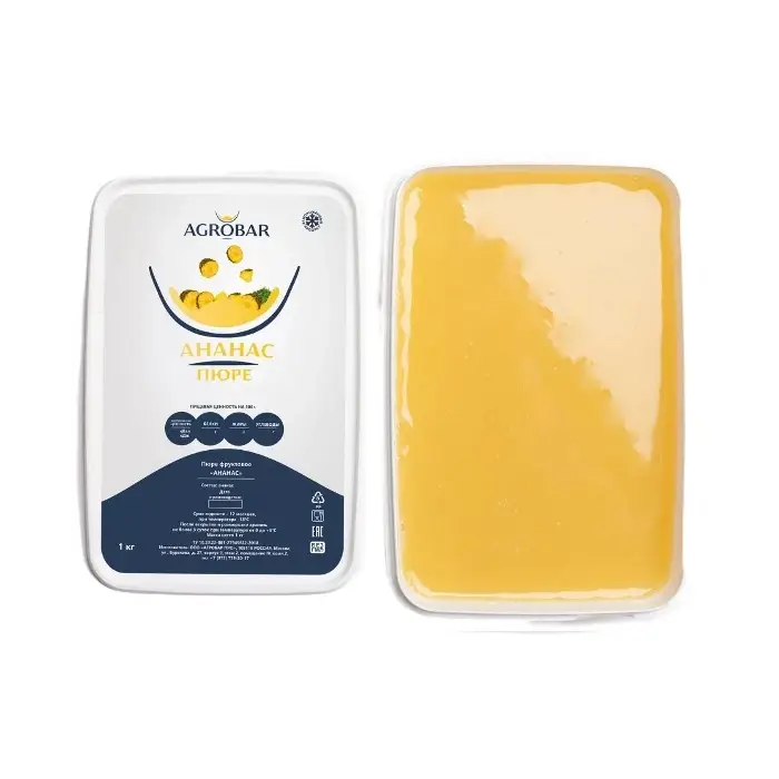Пюре замороженное Ананас без сахара AGROBAR, 1 кг