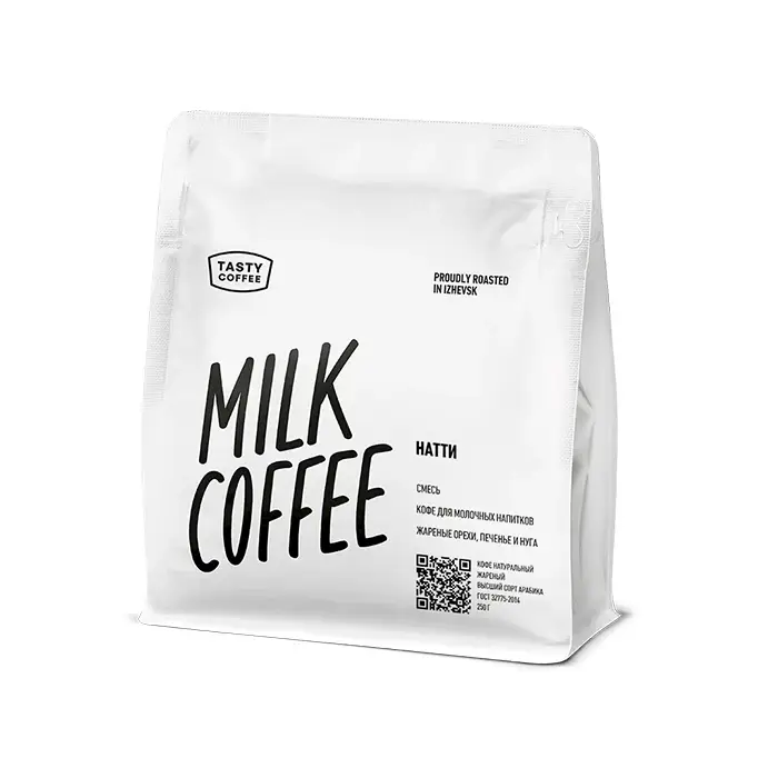 Кофе в зернах обжаренный, эспрессо-смесь 100% Натти, 250 г