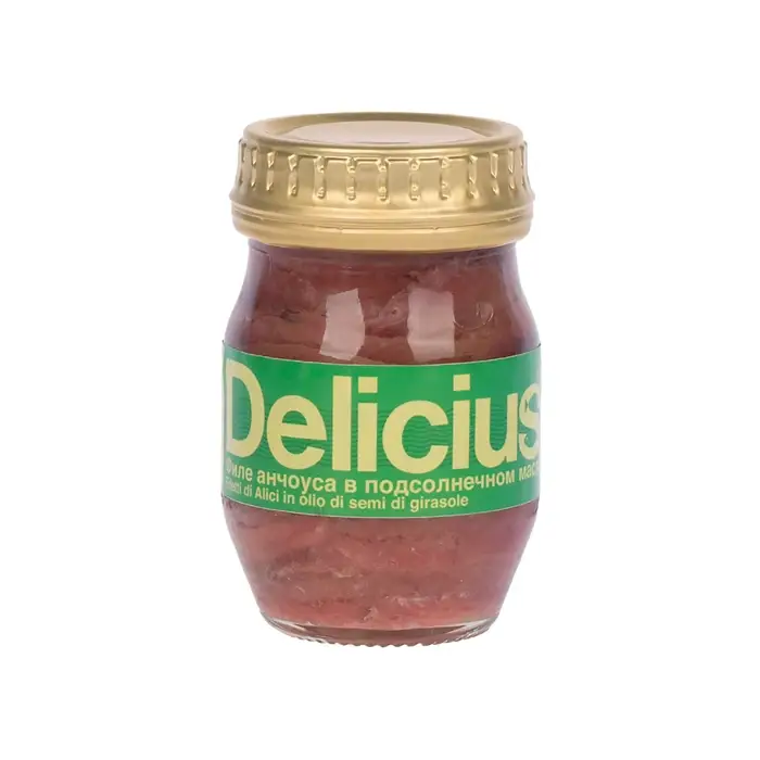 Анчоус, филе в подсолнечном масле Delicius, 90 гр